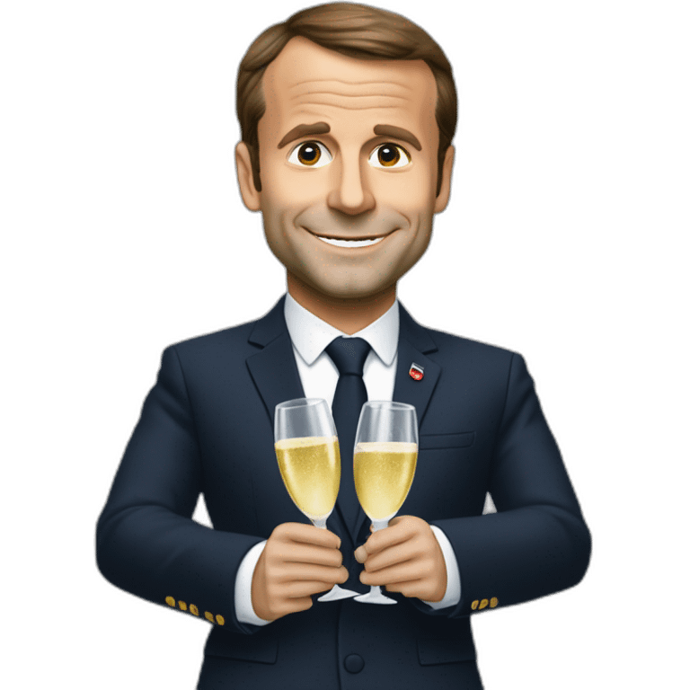 macron qui boit 4 coupes de champagnes emoji