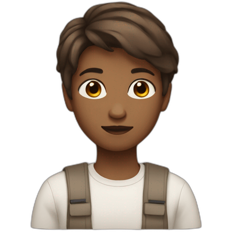 short brown haired nonbinary emoji