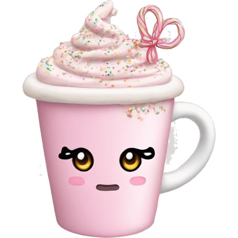 Light pink latte with sprinkles tied with a bow emoji