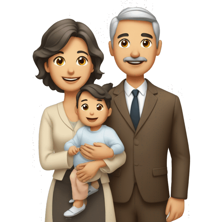 padre moreno, madre moreno y un hijo bebe emoji