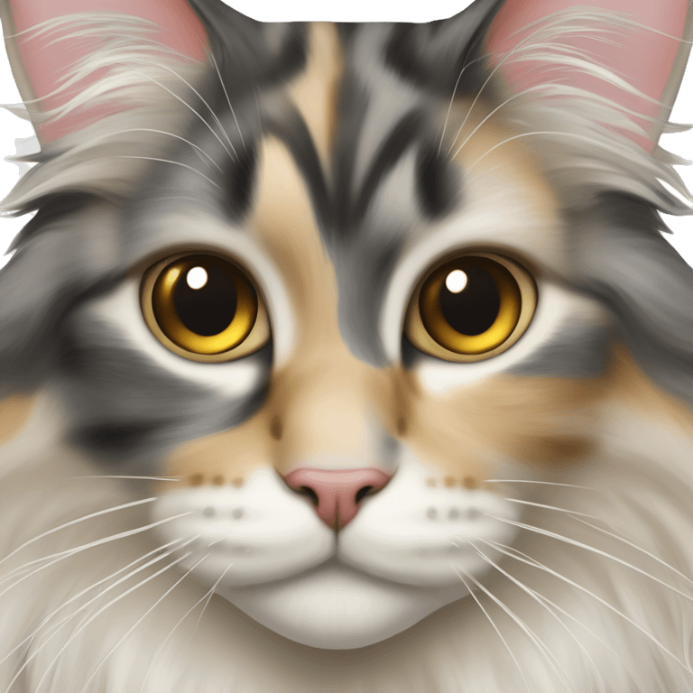 Head of Maine coon dilute Calico half face color emoji