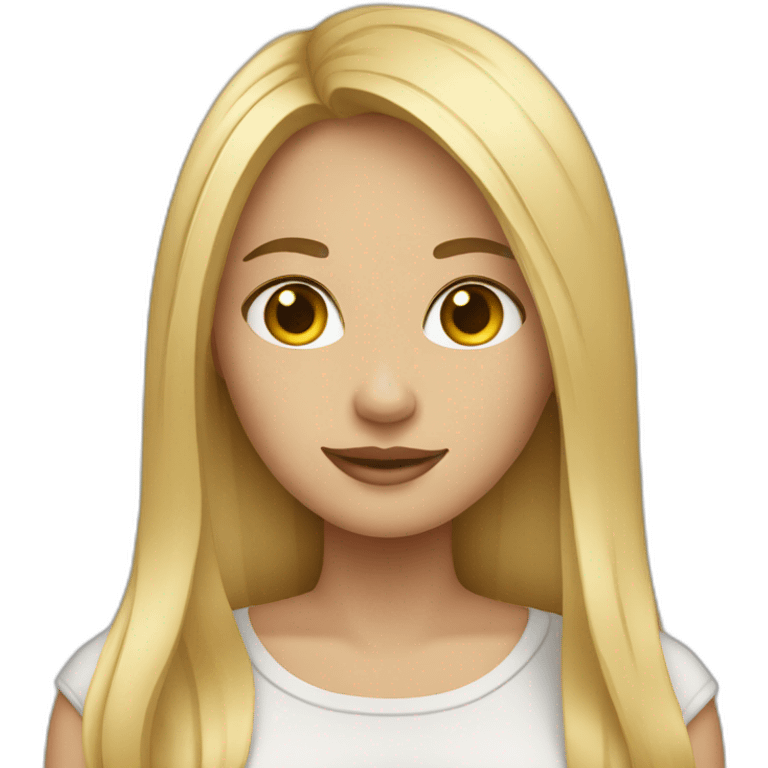 smm girl with blonde straight long hair and mac book emoji