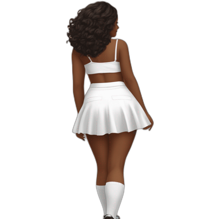 full-body-back-view-curvy-caucasian-beauty-skirt-lifted-by-the-wind-white-knickers and long socks emoji