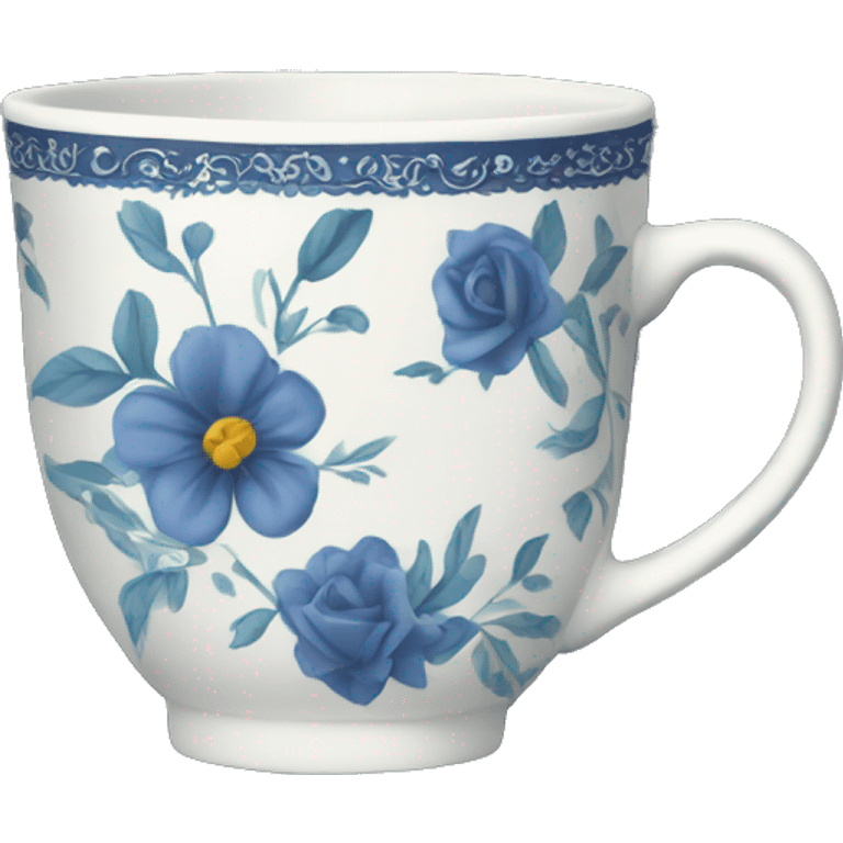 Floral navy blue tea cup  emoji