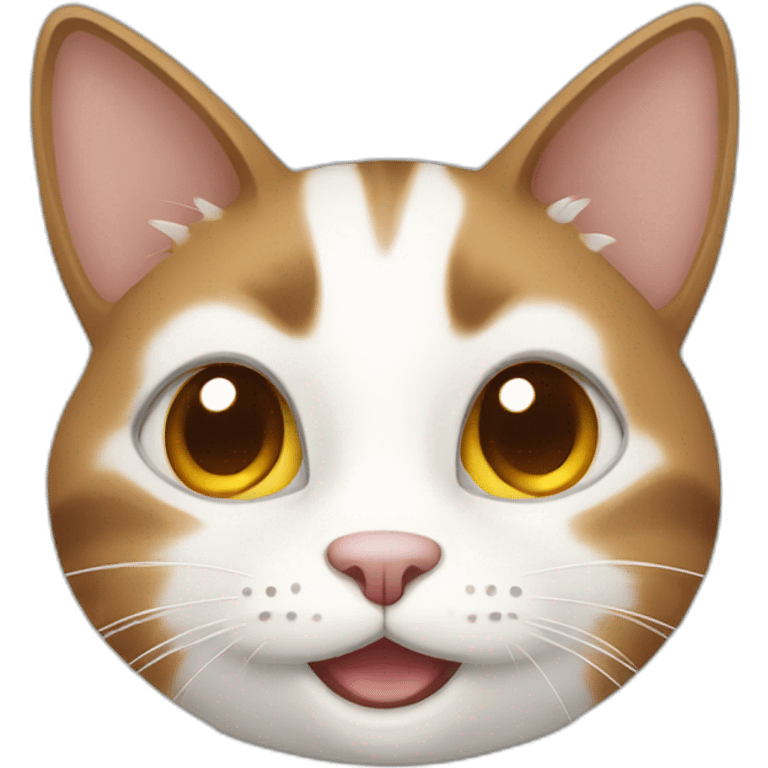 White-brown cat with smile emoji