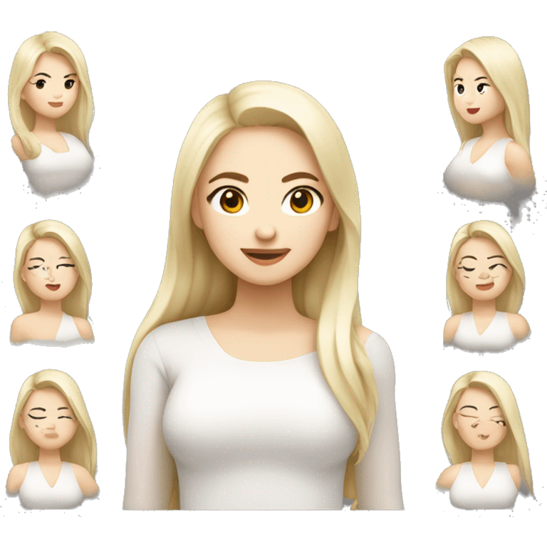 have small face, middle long platin blonde hair white skin color asian woman, from shoulders, make only one emoji,  emoji