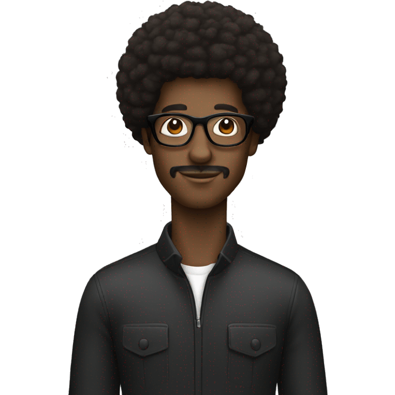 black man with afro and black glasses emoji