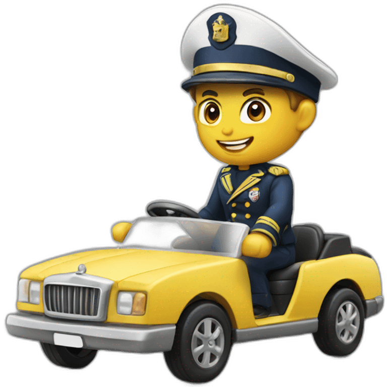 captain on toy car emoji