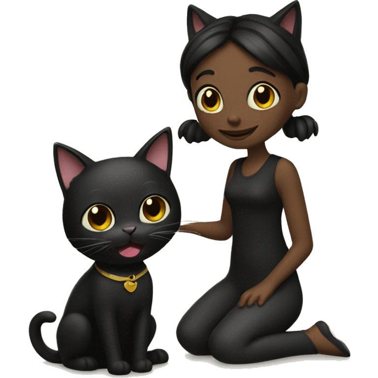 Black cat with a girl emoji