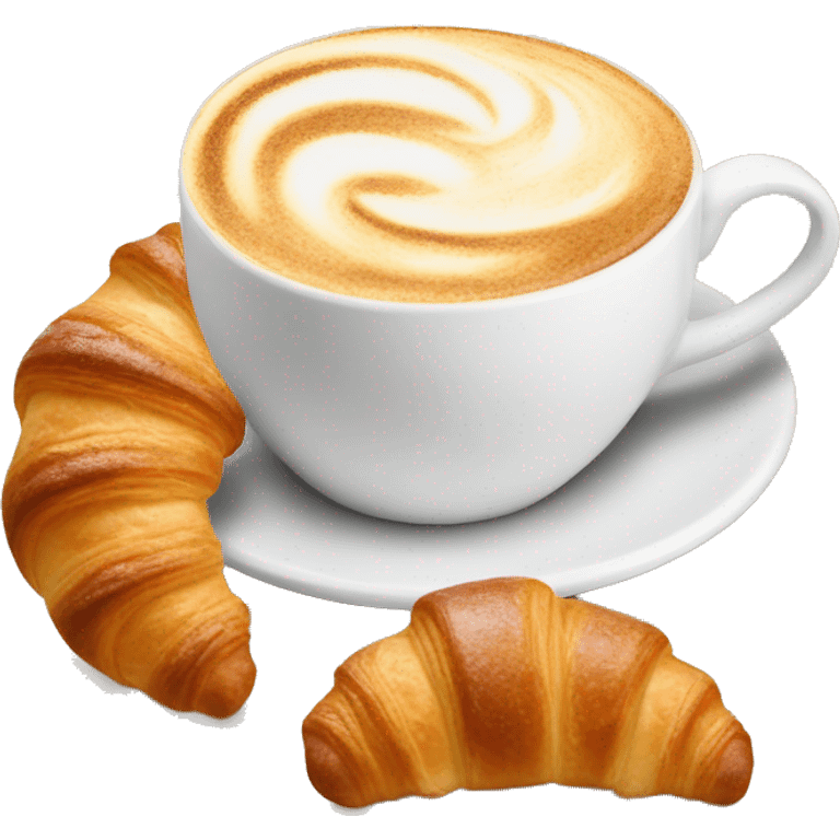 Cup of cappuccino with croissant emoji