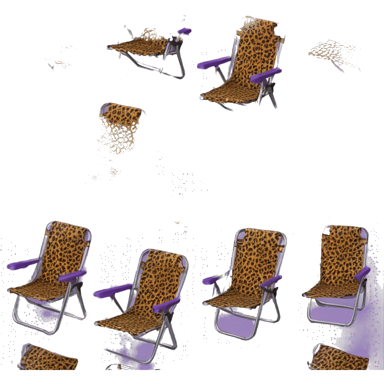 Realistic purple and leopard print pattern camping folding chair isolated.  emoji