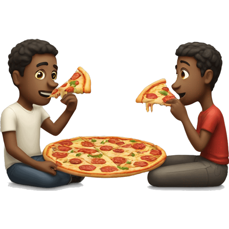 two white friends eating pizza emoji