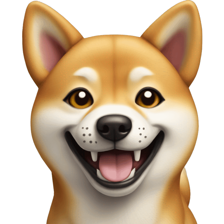 crazy Shiba Inu with featuring disproportionate eyes, big smile, and a long tongue sticking out
 emoji