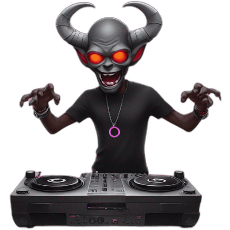 demon djing on double turntable  emoji