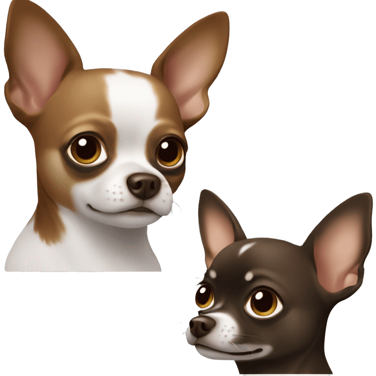 2 Chihuahuas einer dunkel braun langhaarig einer braun weiß emoji