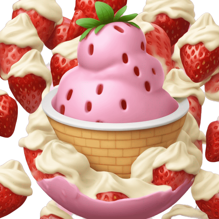 Strawberry and vanilla ice cream mixed in a bowl emoji