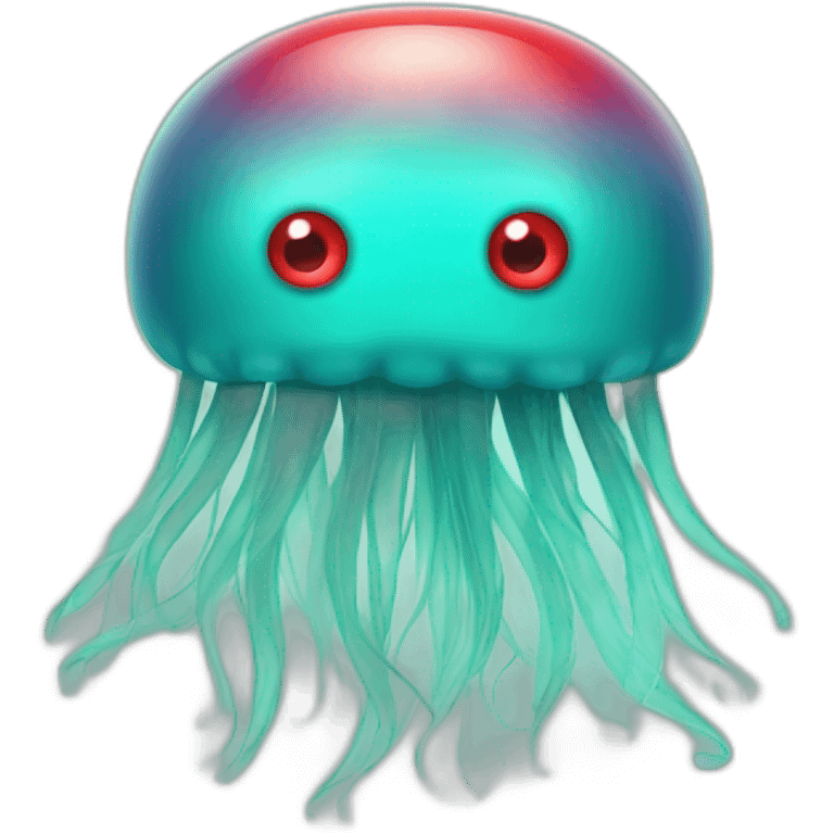 turquoise jellyfish with red eyes emoji