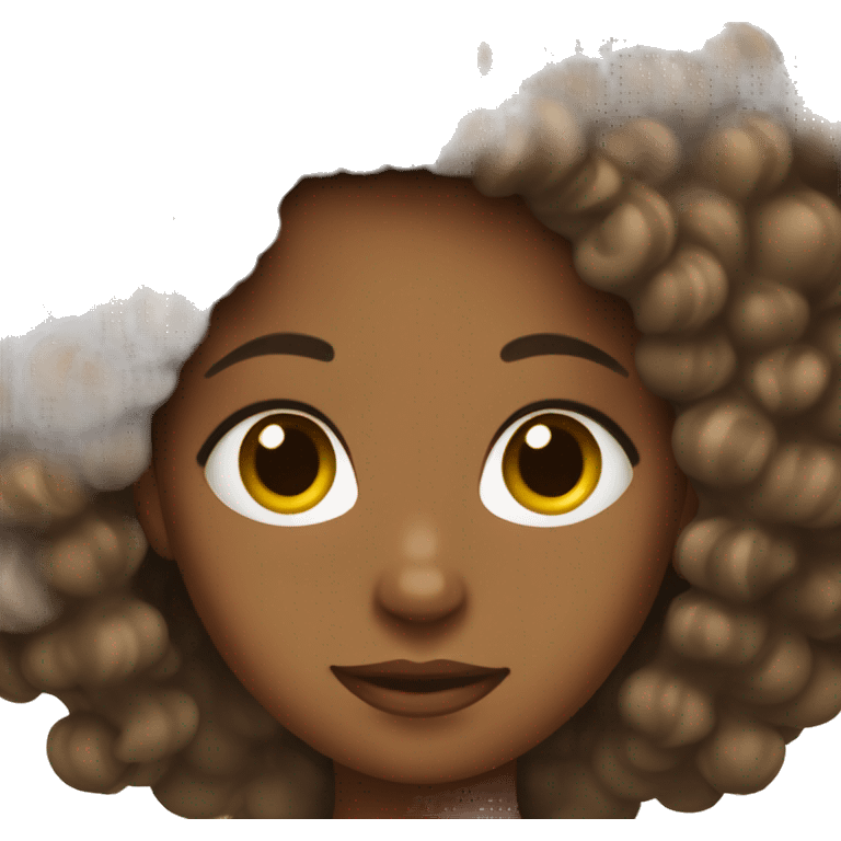 brown girl with curly hair emoji