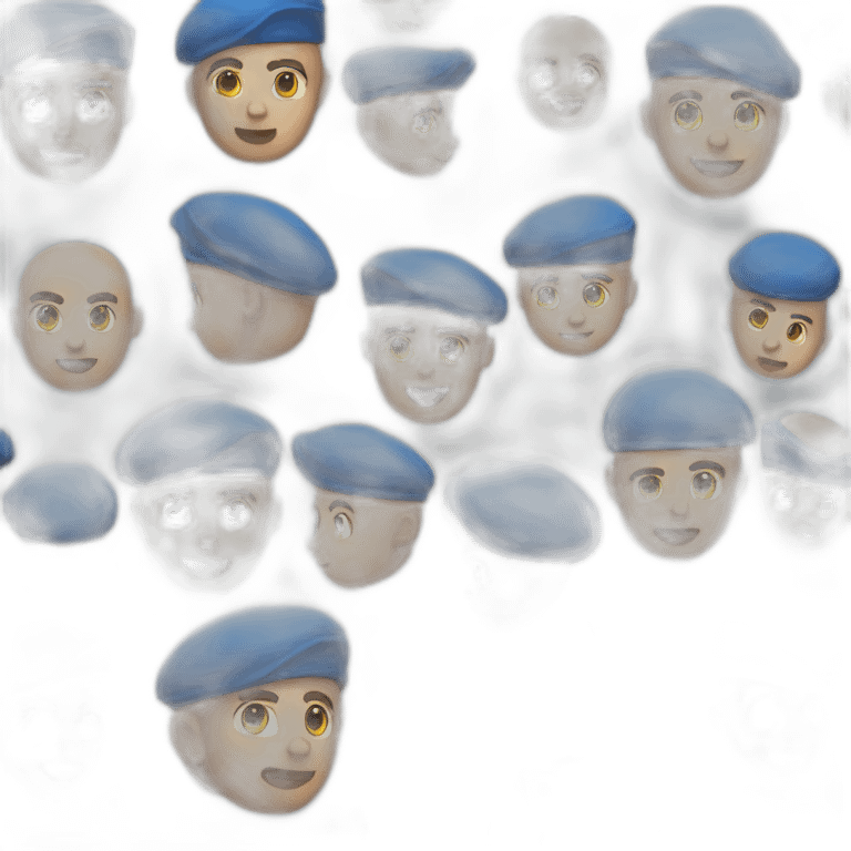 straight blue beret bald emoji