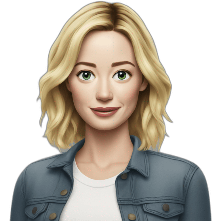 blonde Emily blunt wearing tee emoji