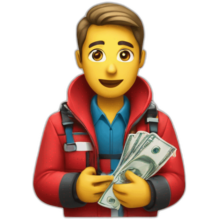 paramedics with red jacket holds money  emoji