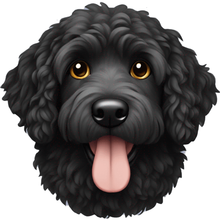 Black golden doodle dog emoji