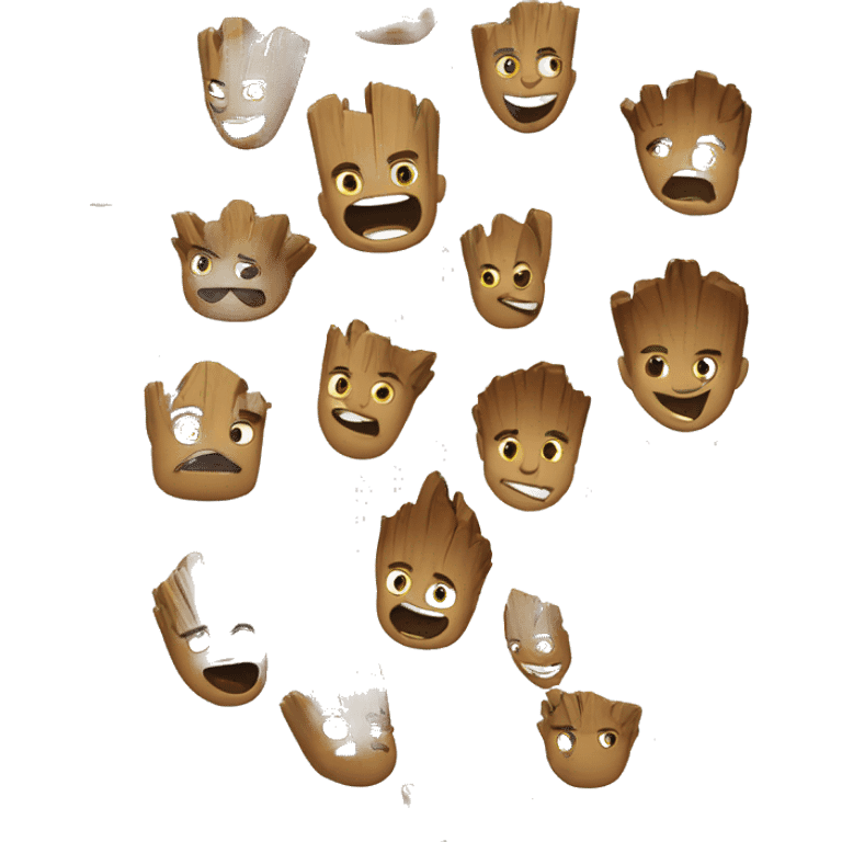 este mismo groot pero con varias expresiones emoji