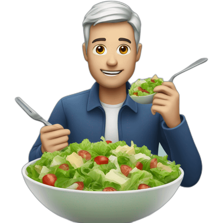 man eating very large salad emoji