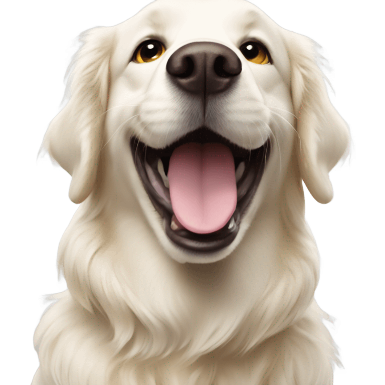 White golden retriever smiling emoji