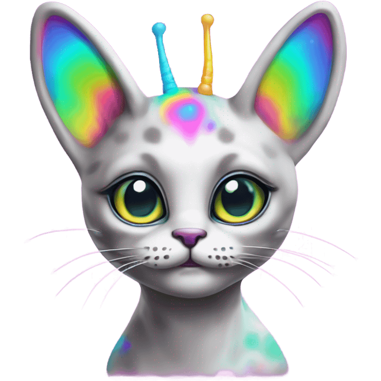 Lisa frank alien cat with antennas on head ￼ emoji