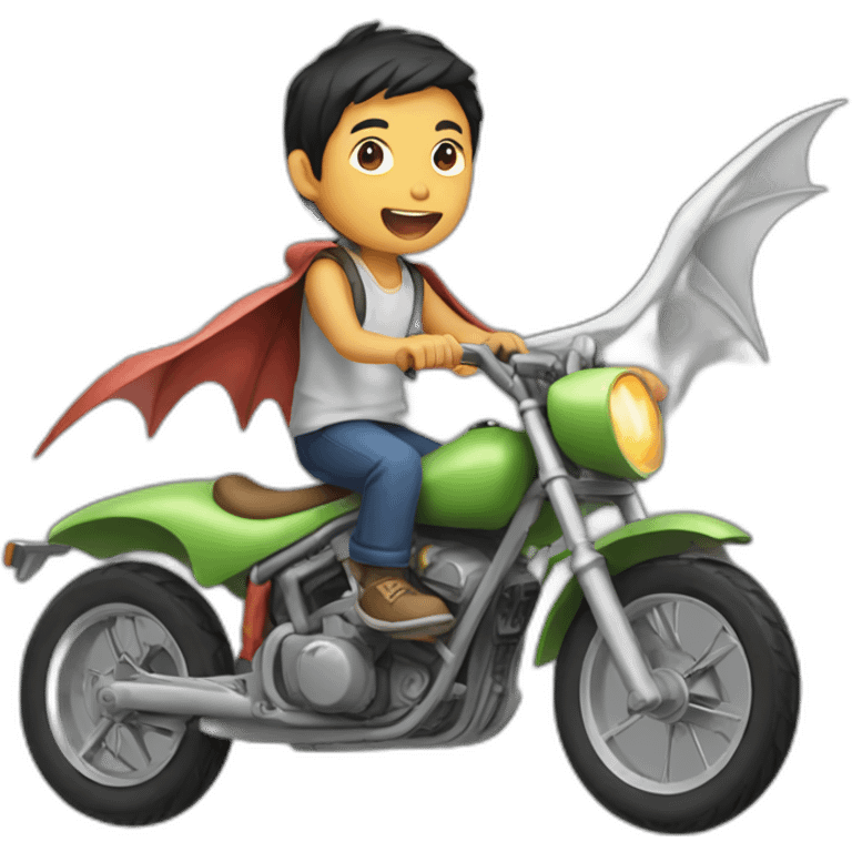 Half Asian boy riding a pterodactyl emoji