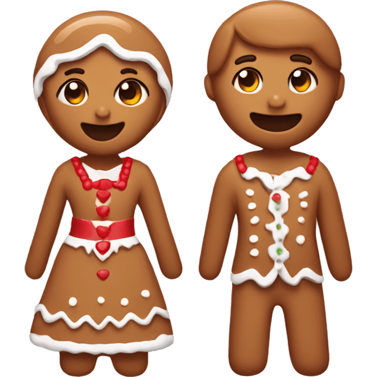 Cute gingerbread couple emoji