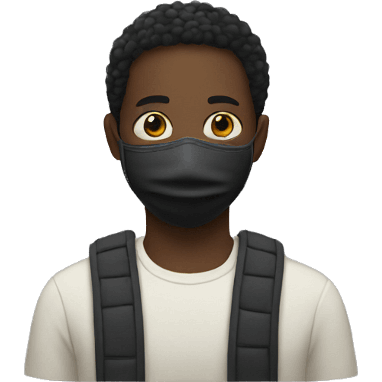 black person with a mask on  emoji