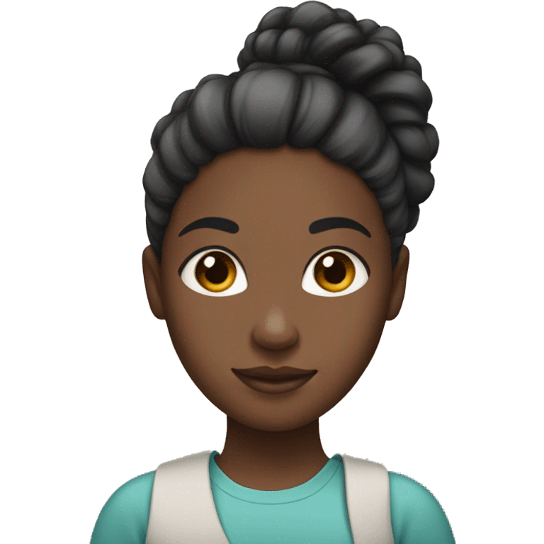 A black girl with hair tied in a ponytail with afro hair emoji