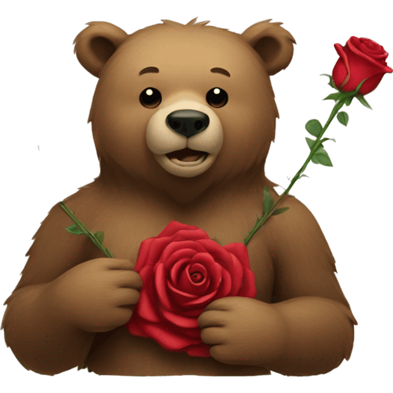 Bear holding a rose emoji