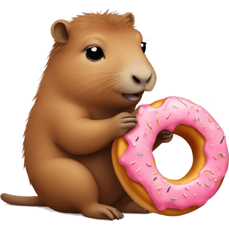 Baby Capybara eating a donut emoji