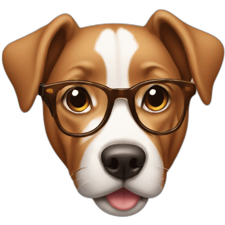 Stripped brown dog with glasses emoji