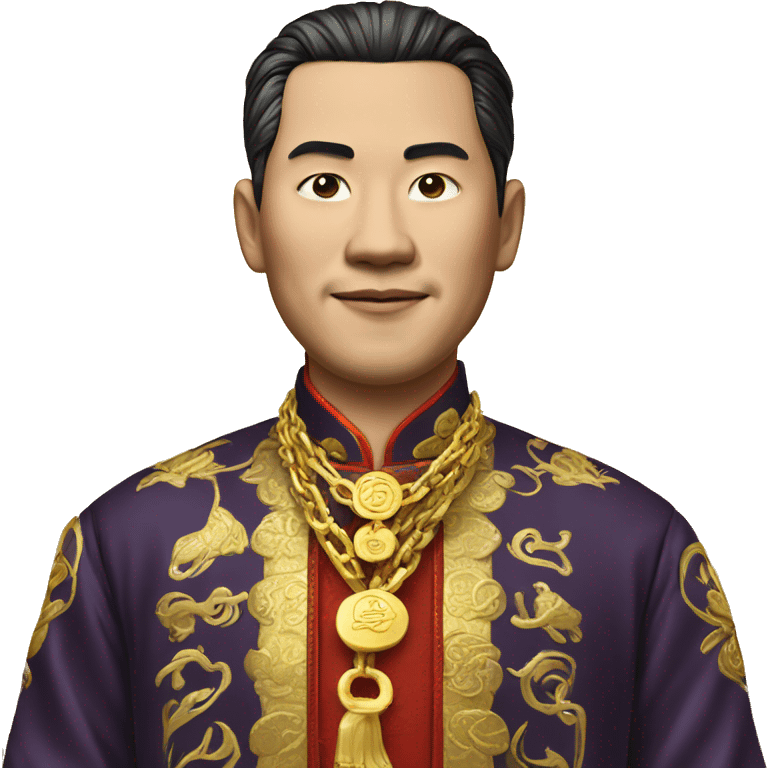 rich chinese man with gold chain in national dress emoji