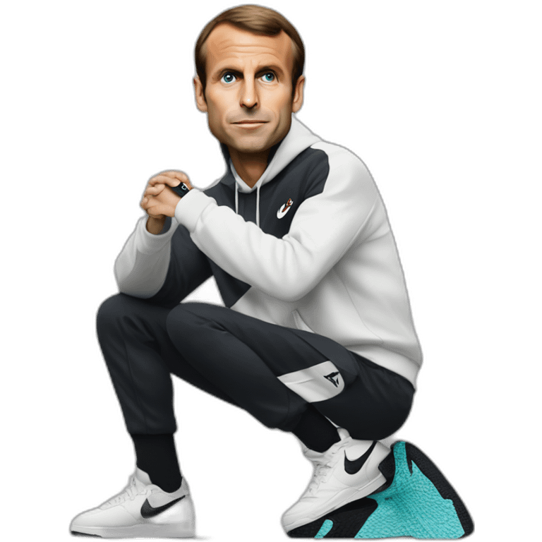 Emanuel macron in a Nike thec nocta emoji