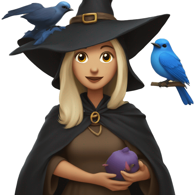 Witch and a bluebird  emoji