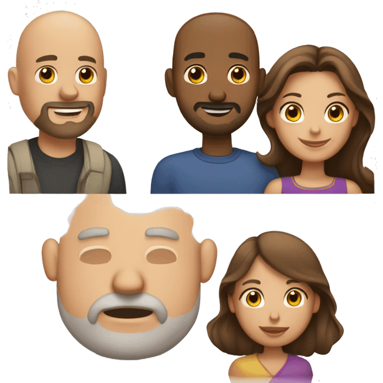 Family bald white man with a goatee Latina lady with brown hair little girl with brown hair big girl with brown hair  emoji