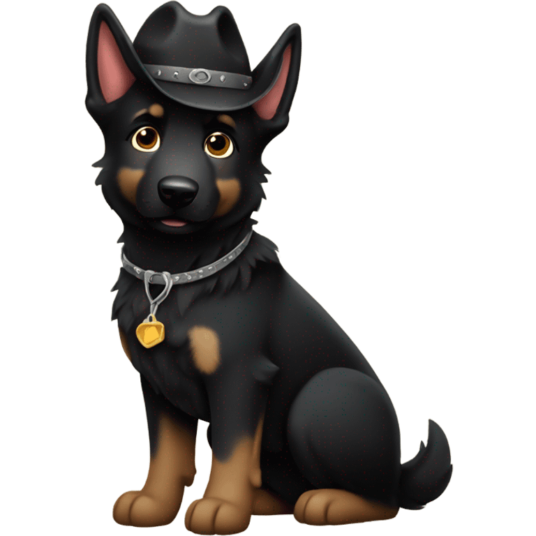 All black German shepherd cowboy  emoji