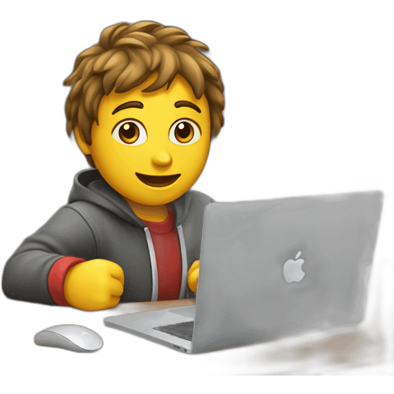 Student playing game on macbook and gamepad emoji