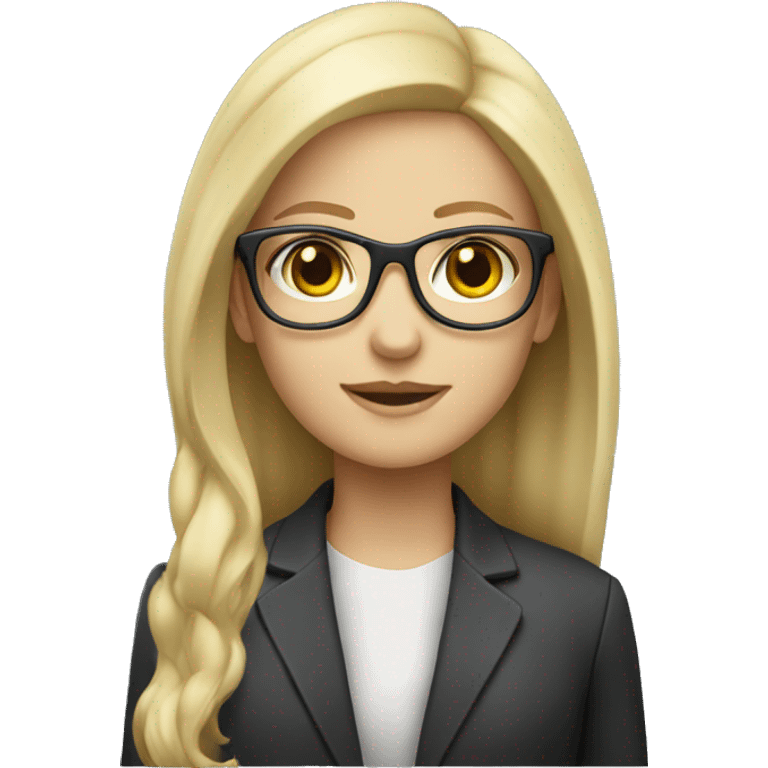 Blonde caucasian girl with glasses wearing blazer emoji