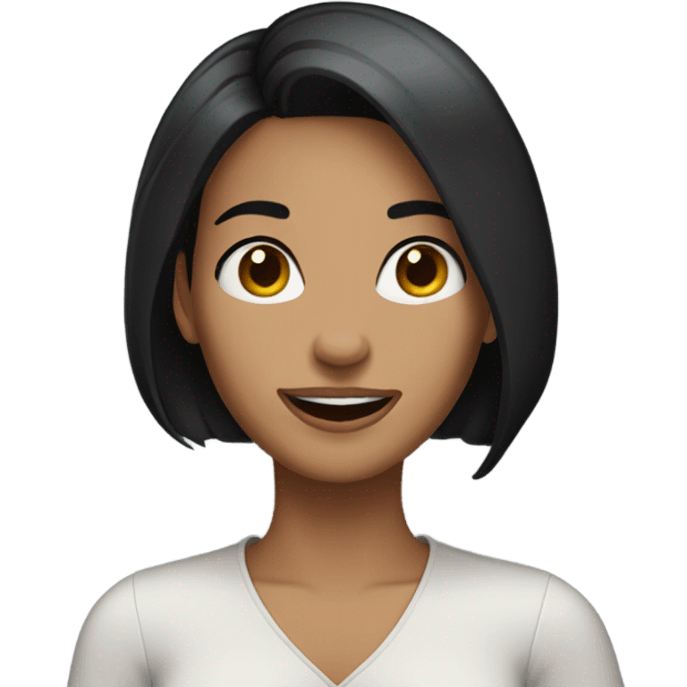 Woman dark hair bob happy emoji