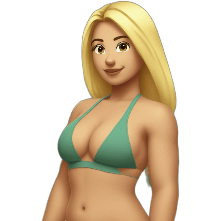 Slim-thicc Caucasian woman small bikini pose (beach body) emoji