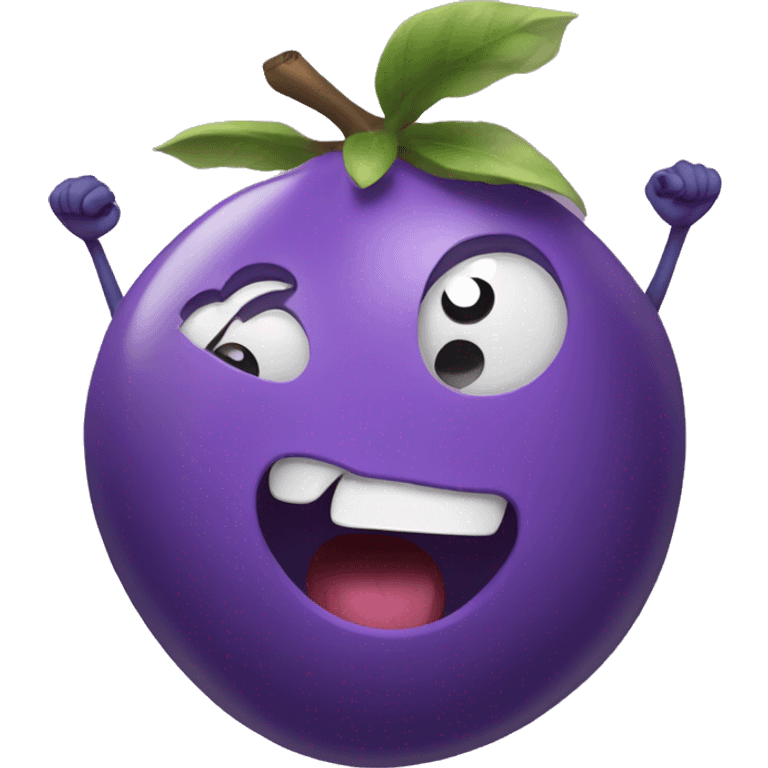 purple fruit cheering with legs and arms emoji