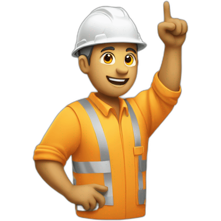 construction worker pointing left upwards emoji