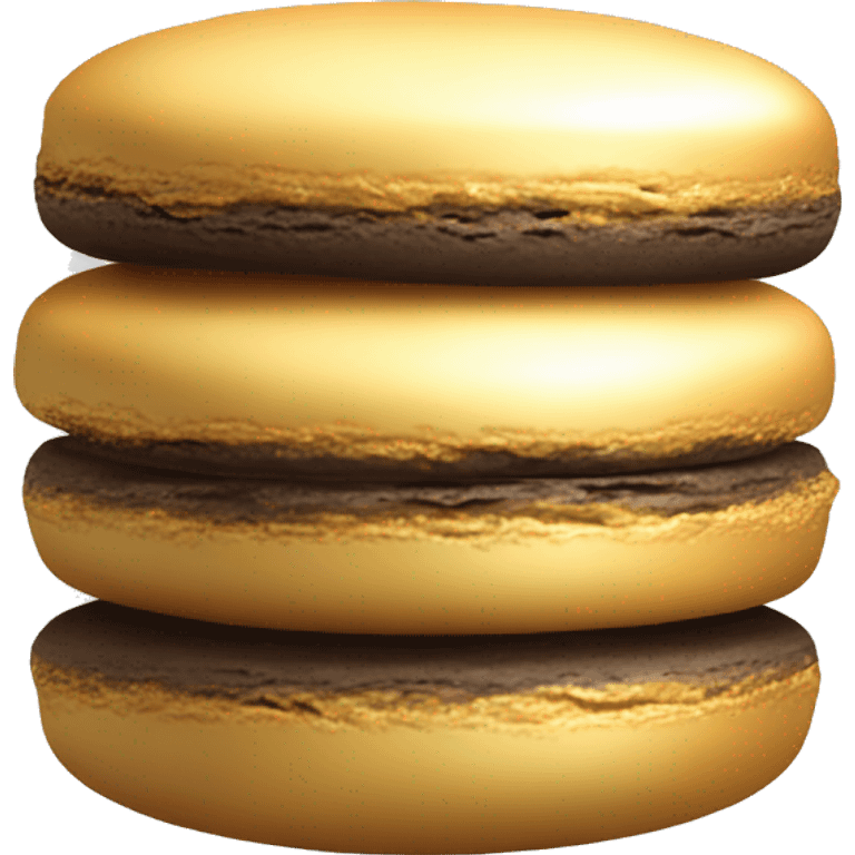 Realistic metallic gold macaroon with gradient colorful filling  emoji