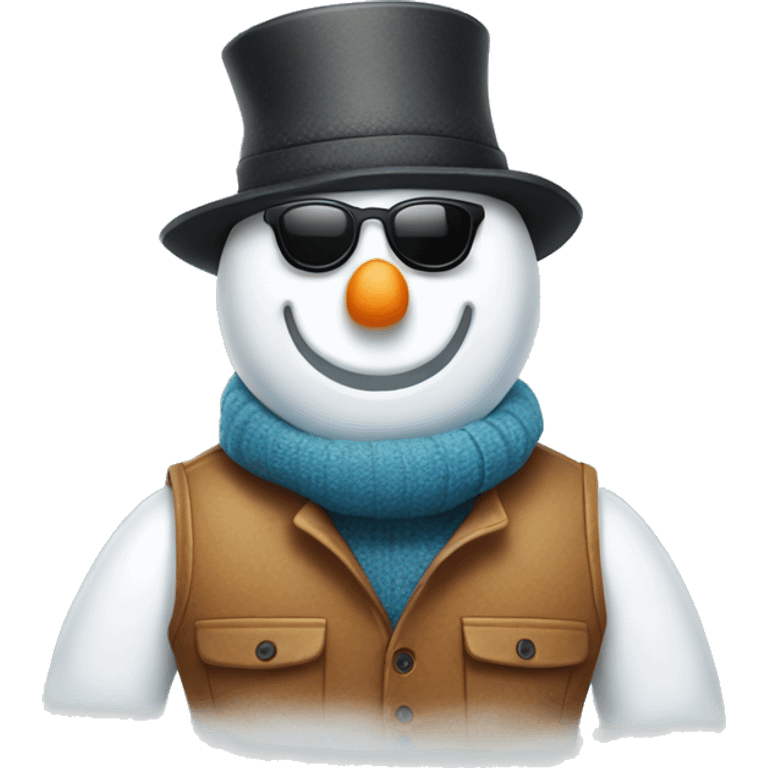 snowman  with sunglasses and vest. freckles emoji